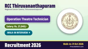 RCC Thiruvananthapuram Operation Theatre Technician Recruitment 2026 – Walkin