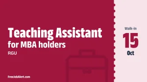 RGU Teaching Assistant Recruitment 2026 – Walk-in