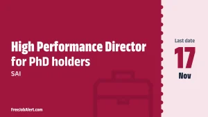 SAI High Performance Director Recruitment 2026 – Apply Online