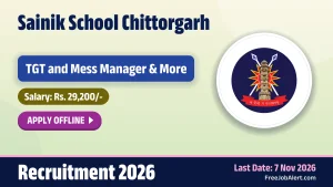 Sainik School Chittorgarh Recruitment 2026 – Apply Offline for 5 TGT, Mess Manager Posts