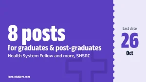 SHSRC Recruitment 2026 – Apply Online for 8 Health System Fellow, Nursing Consultant Posts