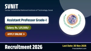 SVNIT Assistant Professor Grade I Recruitment 2026 – Apply Online for 17 Posts