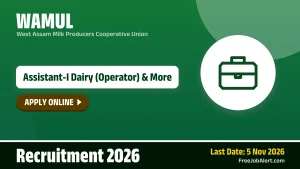 WAMUL Assistant Recruitment 2026 – Apply Online for 9 Posts