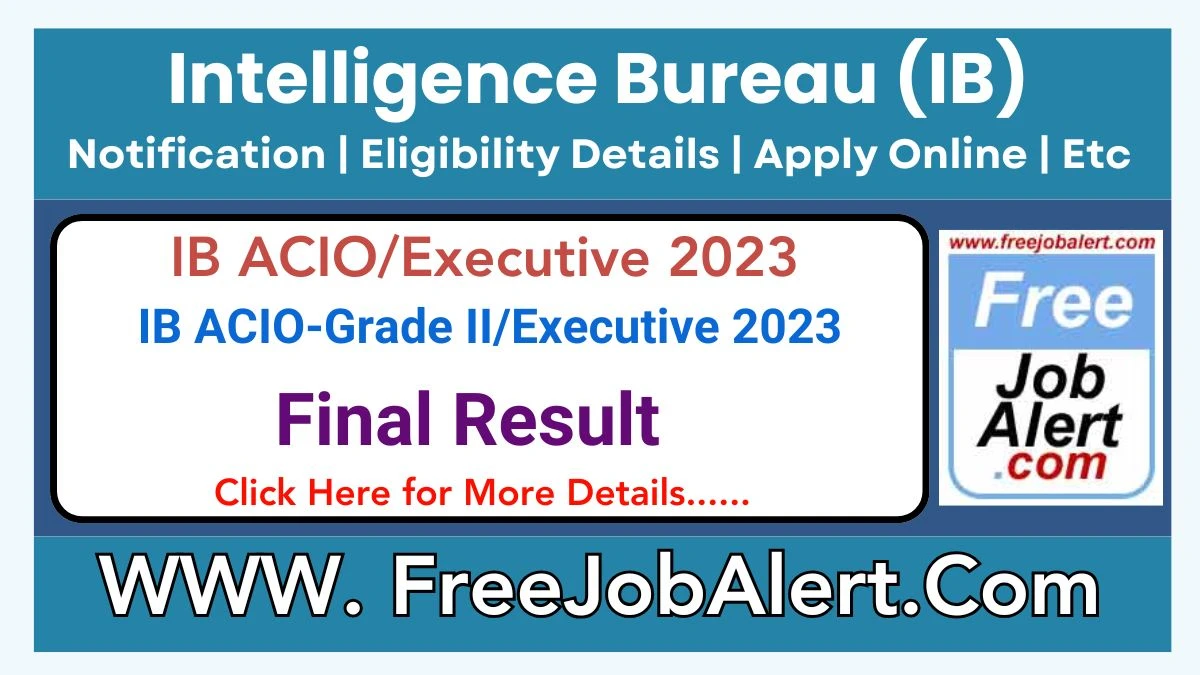 IB ACIO-Grade II/Executive Result 2024 – Final Result Released