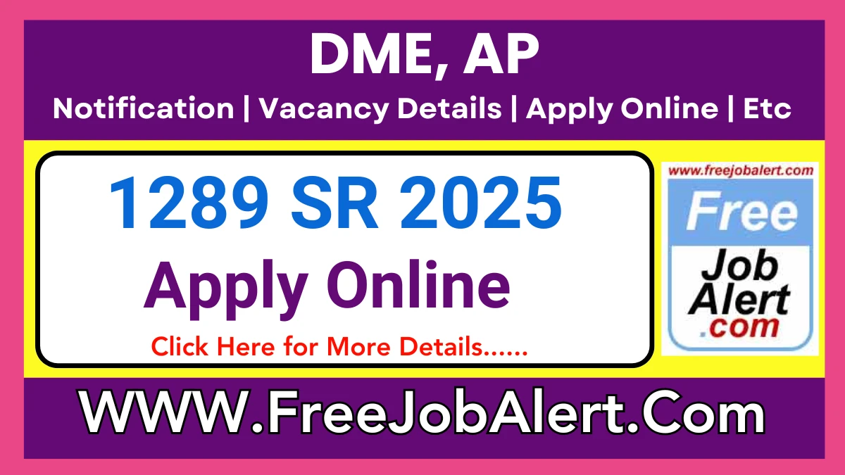 DME, AP Senior Resident Recruitment 2024 –  Apply Online for 1289 Posts