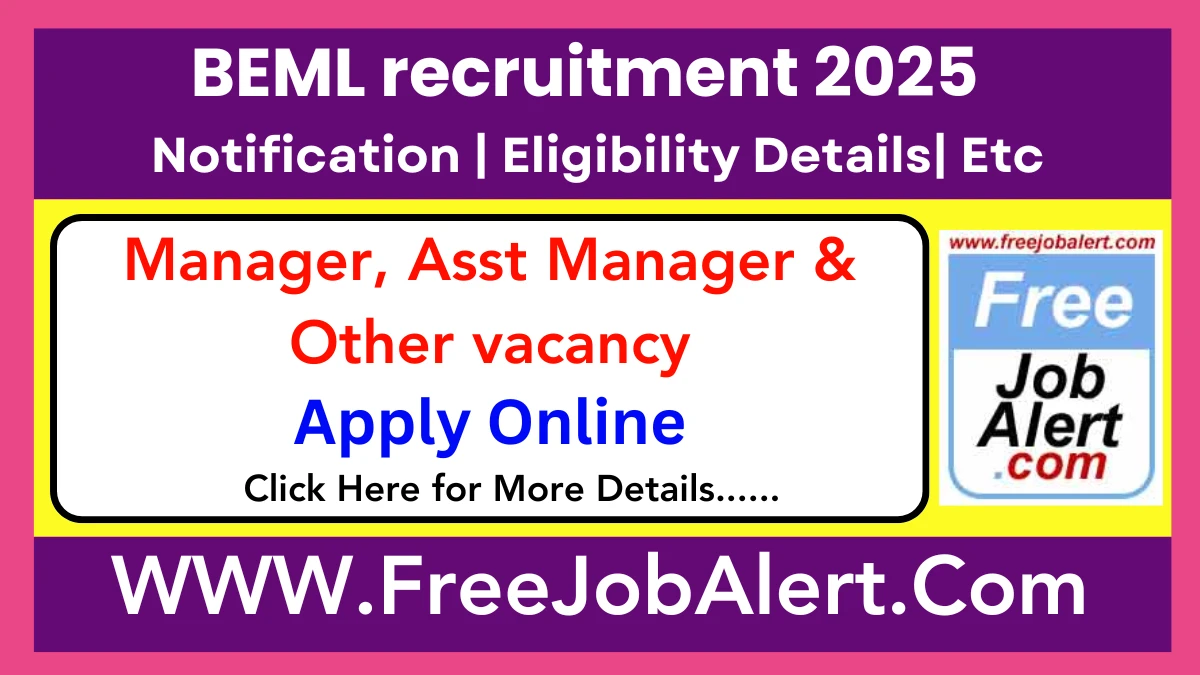 BEML Manager, Asst Manager & Other Recruitment 2025 – Apply Online for 15 Posts