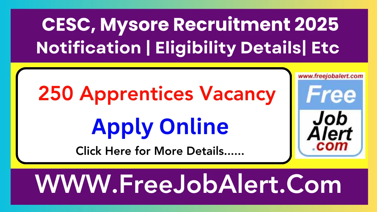 CESC, Mysore Apprentices Recruitment 2025 – Apply Online for 250 Posts