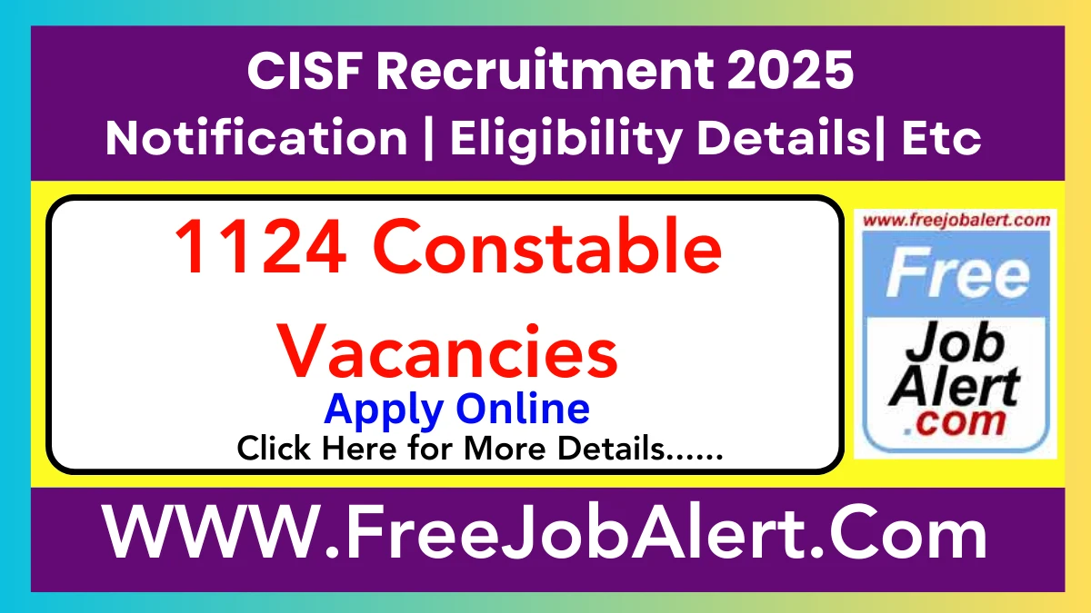 CISF Constable Driver Recruitment 2025 – Apply Online for 1124 Posts