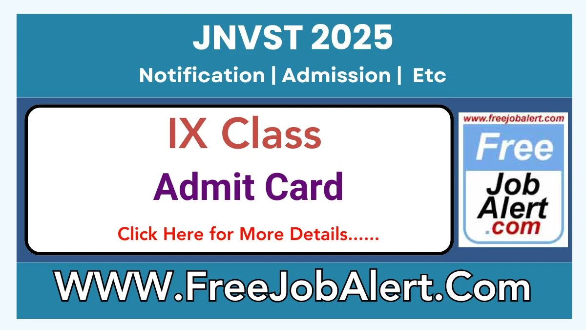 JNVST IX Class Admit Card 2025 – Admit Card Download