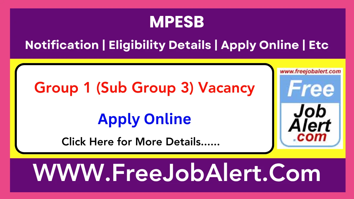 MPESB Group 1 (Sub Group 3) Recruitment 2025 – Apply Online