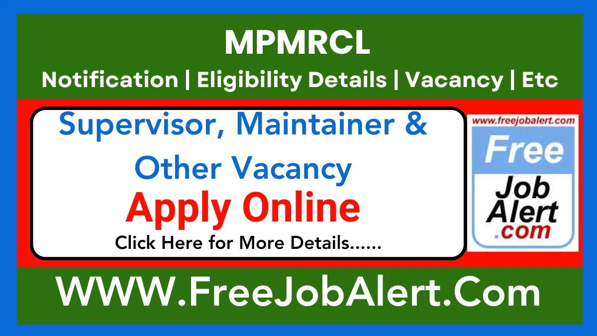 MPMRCL Supervisor, Maintainer & Other Recruitment 2025 – Apply Online for 28 Posts