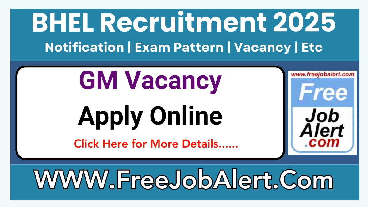 BHEL General Manager (Law) Recruitment 2025 – Apply Online