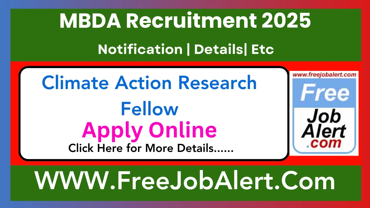 MBDA Climate Action Research Fellow Recruitment 2025 – Apply Online