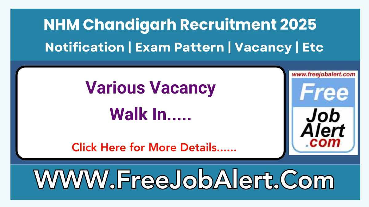 NHM Chandigarh Gynaecologist, Radiologist & Other Recruitment 2025 – Walk in for 14 Posts