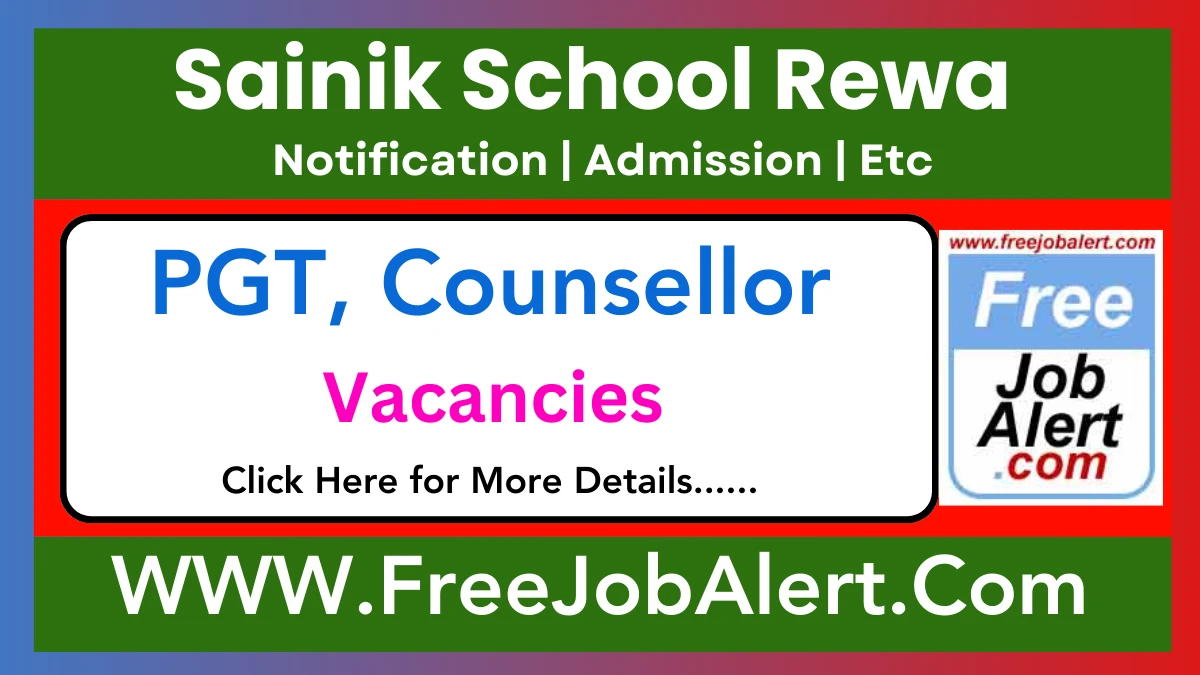 Sainik School Rewa PGT, Counsellor Recruitment 2025 – Apply Online