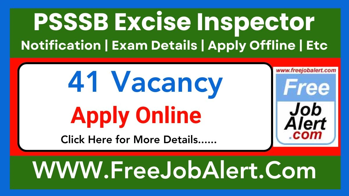 PSSSB Excise and Taxation Inspector Recruitment 2025 – Apply Online for 41 Posts