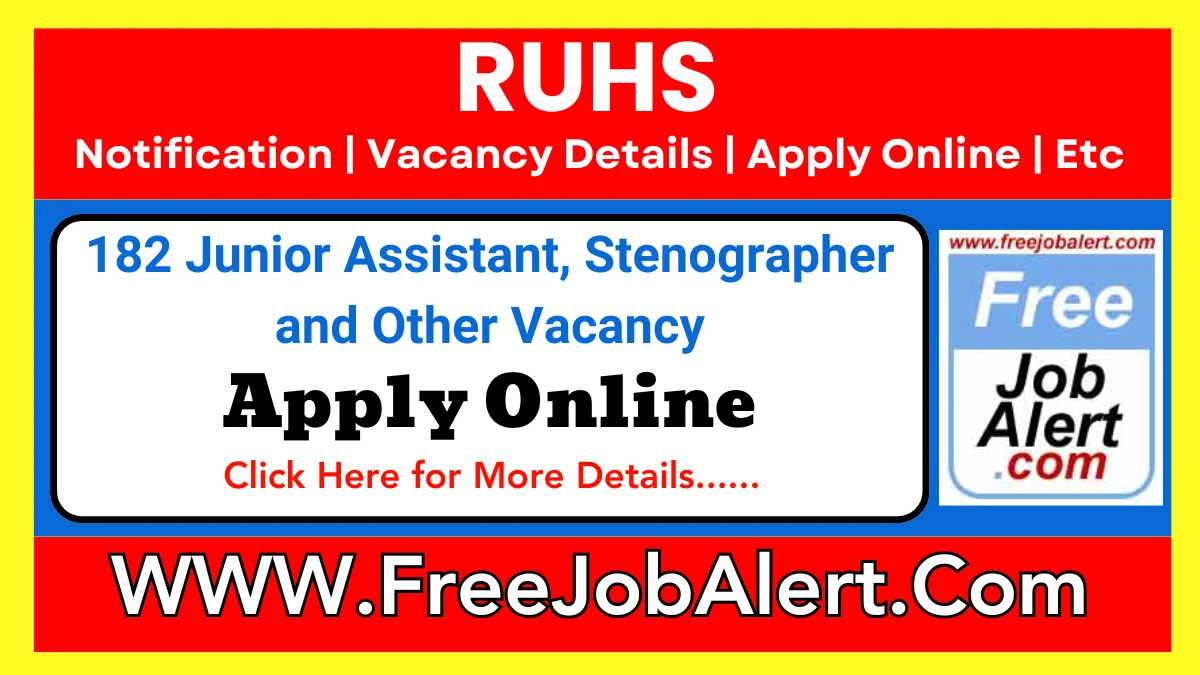 RUHS Non-Teaching Recruitment 2025 – Apply Online for 182 Posts