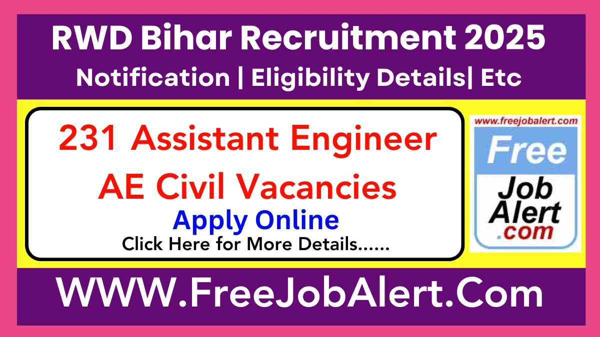 RWD Bihar Assistant Engineer AE Civil Recruitment 2025 – Apply Online for 231 Posts