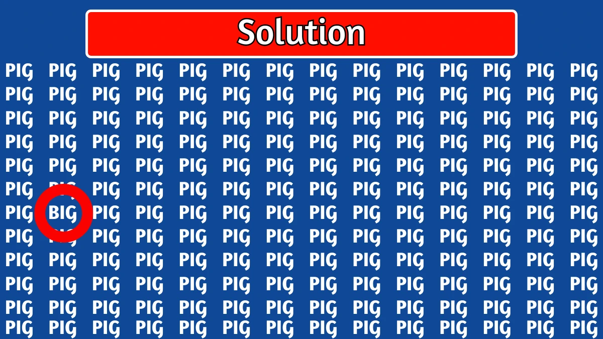 Optical Illusion IQ Test: Find the Word Big among Pig within 9 Seconds