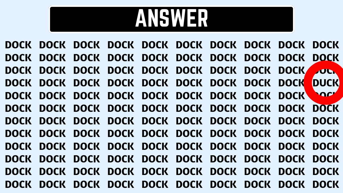 Observation Brain Test: Only Eagle Eyes Can Spot the word Duck among Dock in 7 Secs
