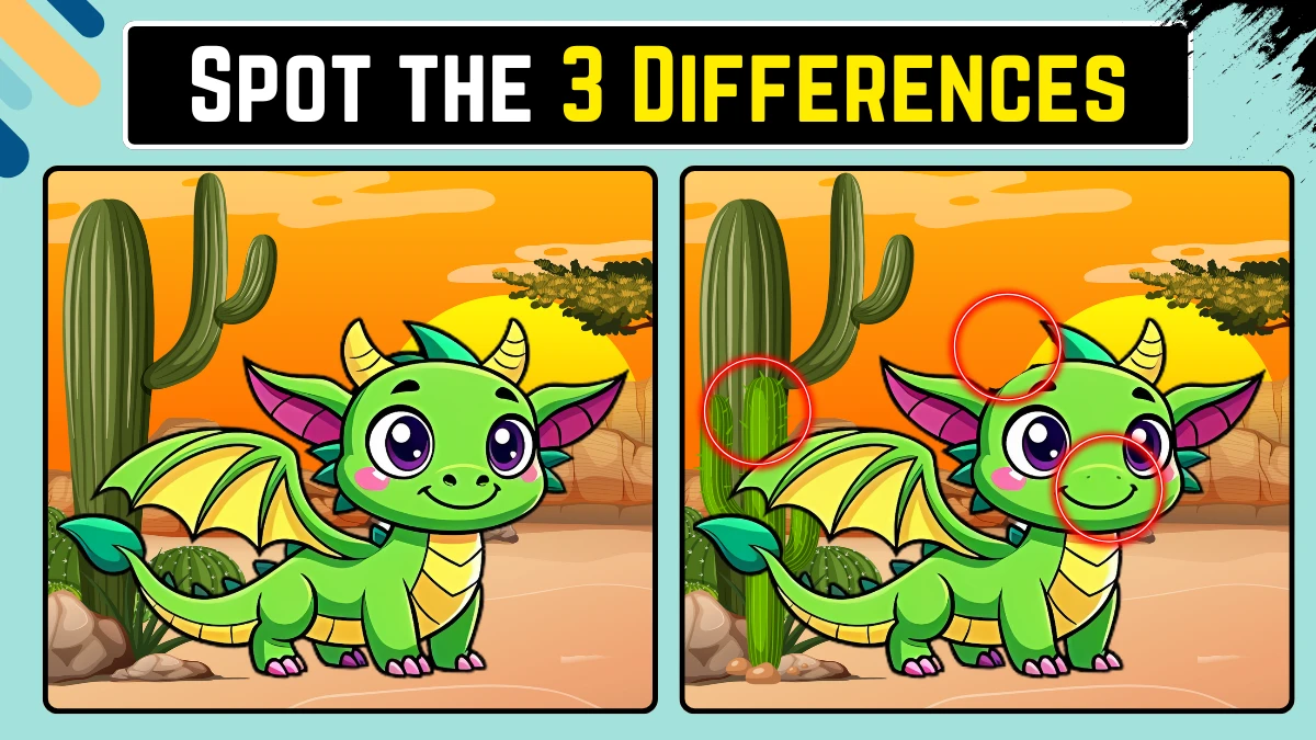 Optical Illusion 12 Seconds Challenge: Only Extra Sharp Eyes Can spot the 3 Differences in this Dragon Image