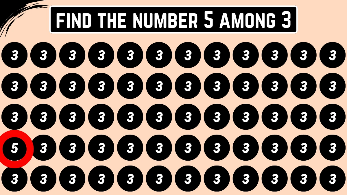 Optical Illusion 5 Seconds Challenge: Only Eagle Eyes Can spot the Number 5 among 3