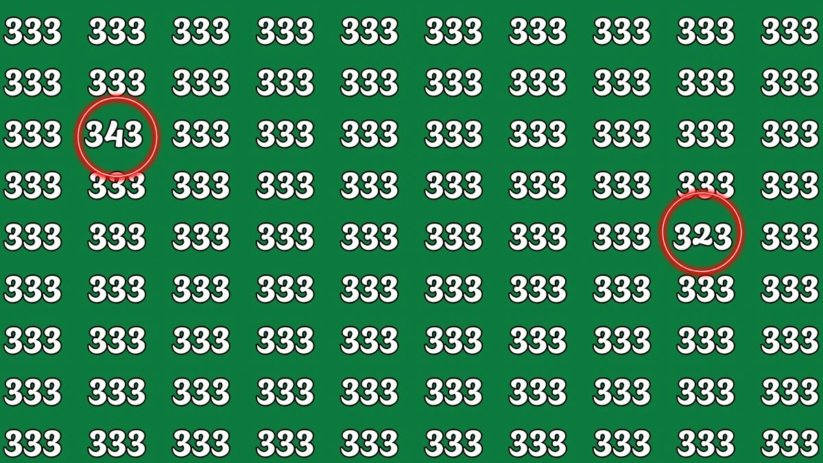 Optical Illusion: Within 5 Seconds Spot The Number 323 and 343 among 333