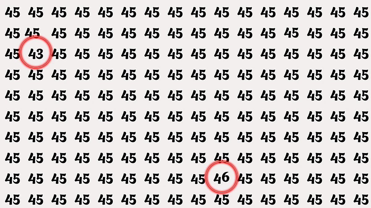 Optical Illusion: Within 5 Seconds Spot The Number 43 and 46 among 45