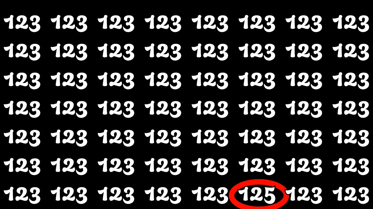 Optical Illusion: Within 7 Seconds Spot The Number 125 among 123