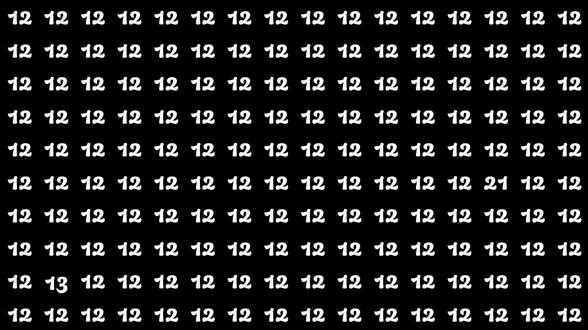 Optical Illusion: Within 7 Seconds Spot The Number 21 and 13 among 12