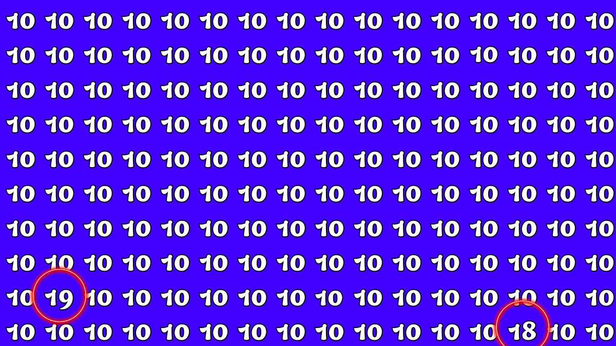 Optical Illusion: Within 8 Seconds Spot The Number 18 and 19 among 10