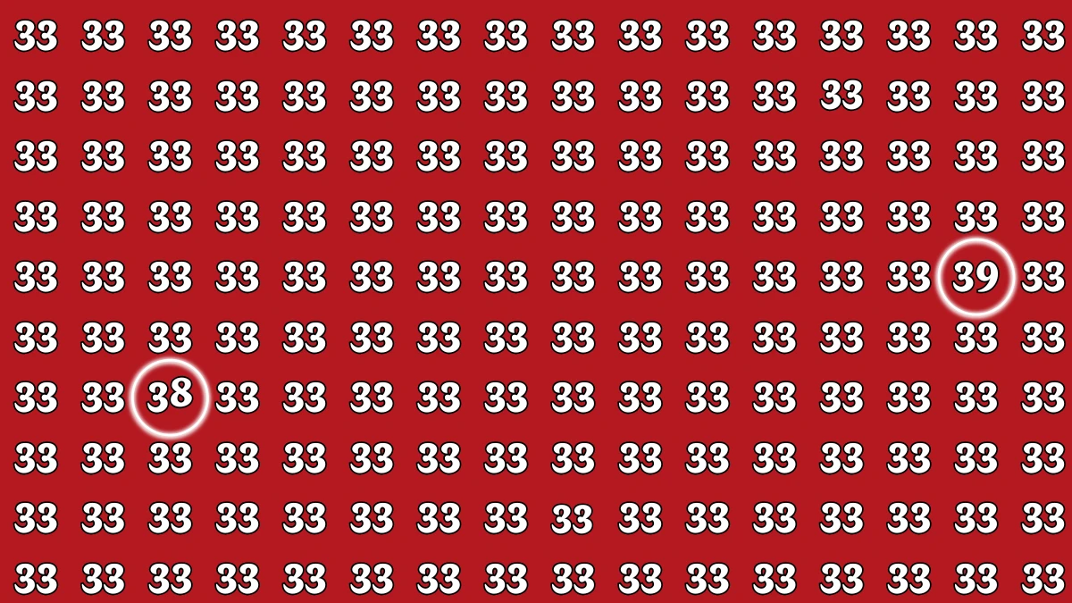 Optical Illusion: Within 8 Seconds Spot The Number 38 and 39 among 33