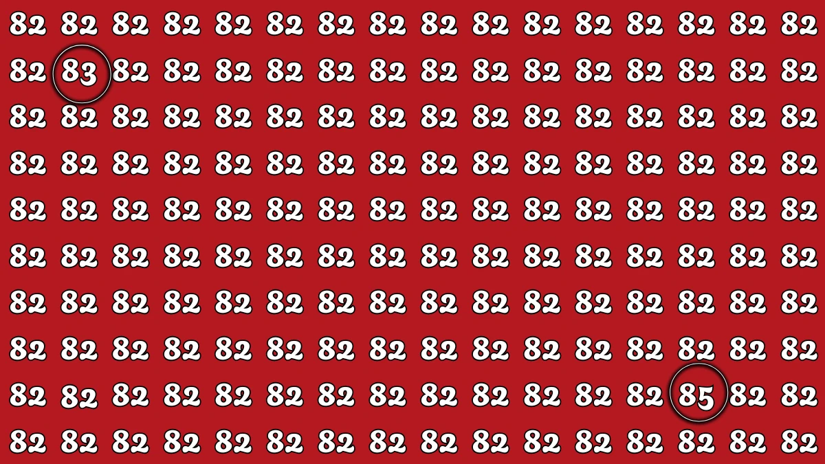 Optical Illusion: Within 8 Seconds Spot The Number 83 and 85 among 82