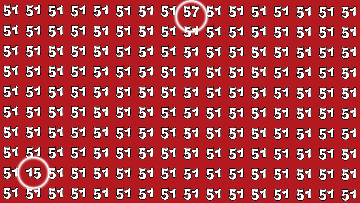 Optical Illusion: Within 5 Seconds Spot The Number 57 and 15 among 51