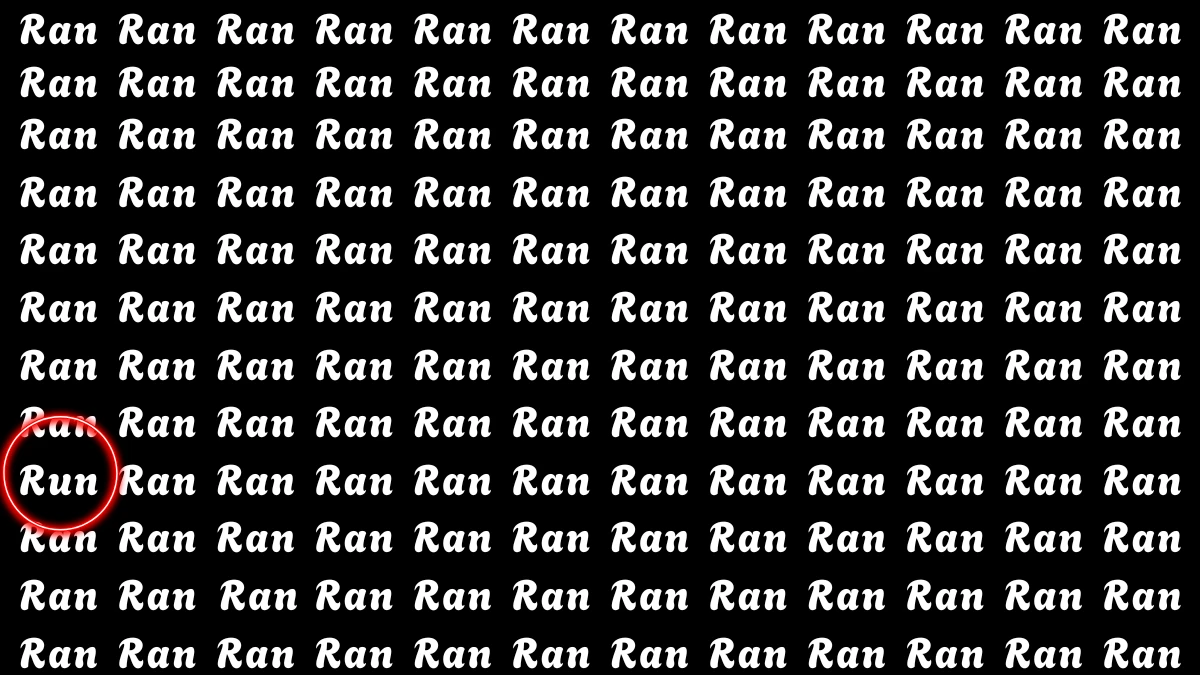 Optical Illusion: Within 5 Seconds Spot The Word Run among Ran