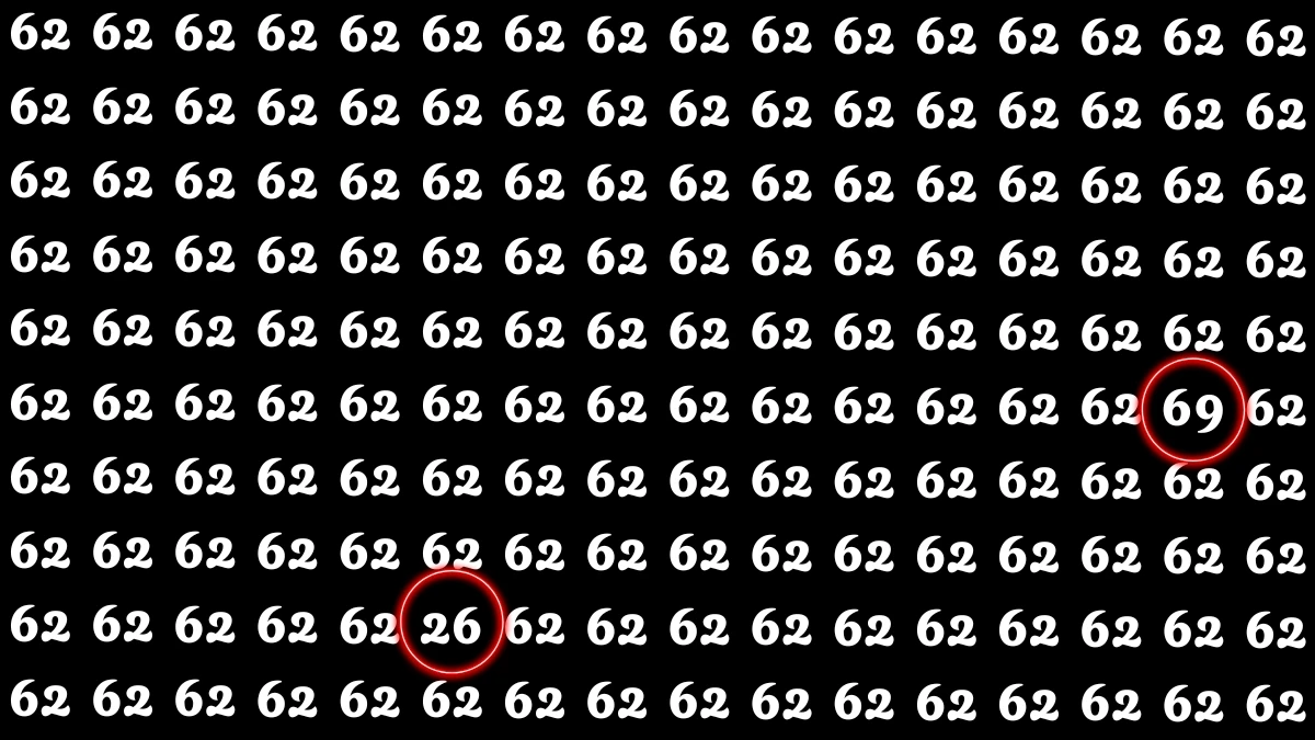 Optical Illusion: Within 6 Seconds Spot The Number 26 and 69 among 62