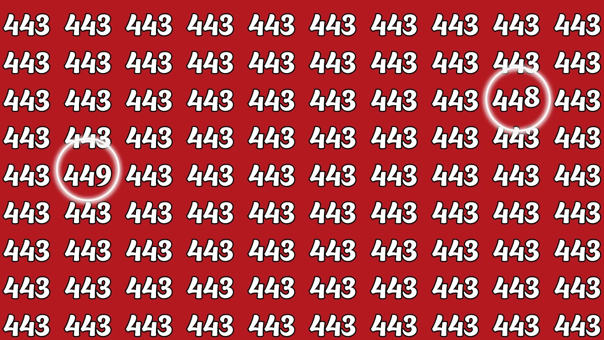 Optical Illusion: Within 6 Seconds Spot The Number 448 and 449 among 443