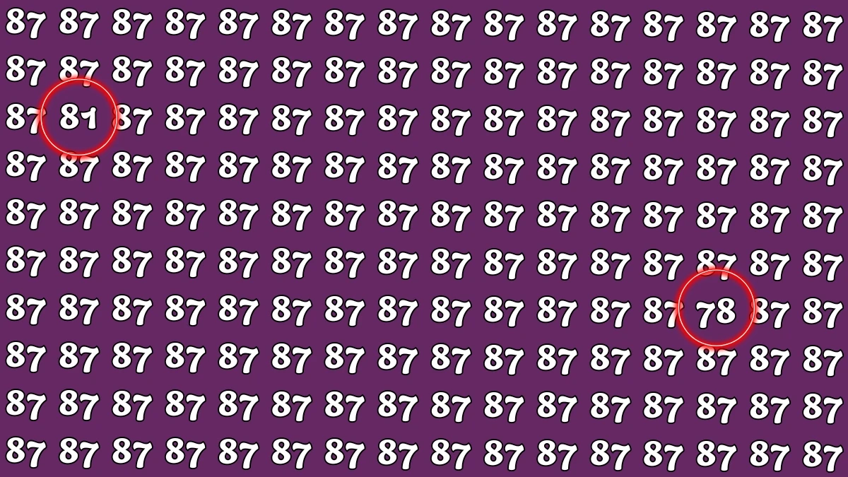 Optical Illusion: Within 8 Seconds Spot The Number 81 and 78 among 87