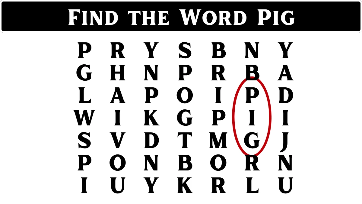 Brain Teaser Word Puzzle: If you have Eagle Eyes Spot the Word Pig in 5 Secs