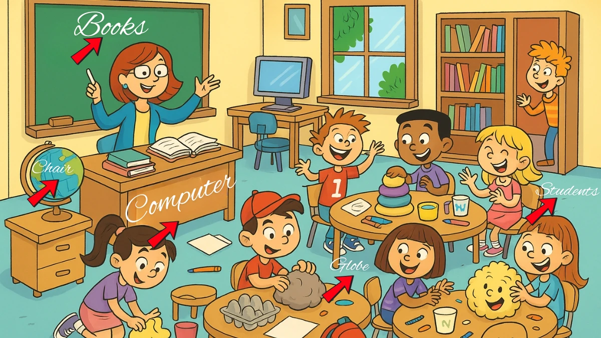 Observation Skills Test: Only A Eagle Eye Can Spot the 5 Hidden Words in this Classroom Image within 8 Seconds