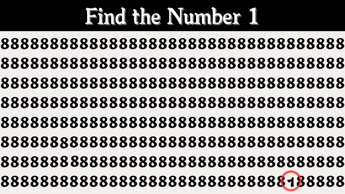 Optical Illusion IQ Test: Are You A Genius? Within 5 Seconds Spot The Number 1 among 8