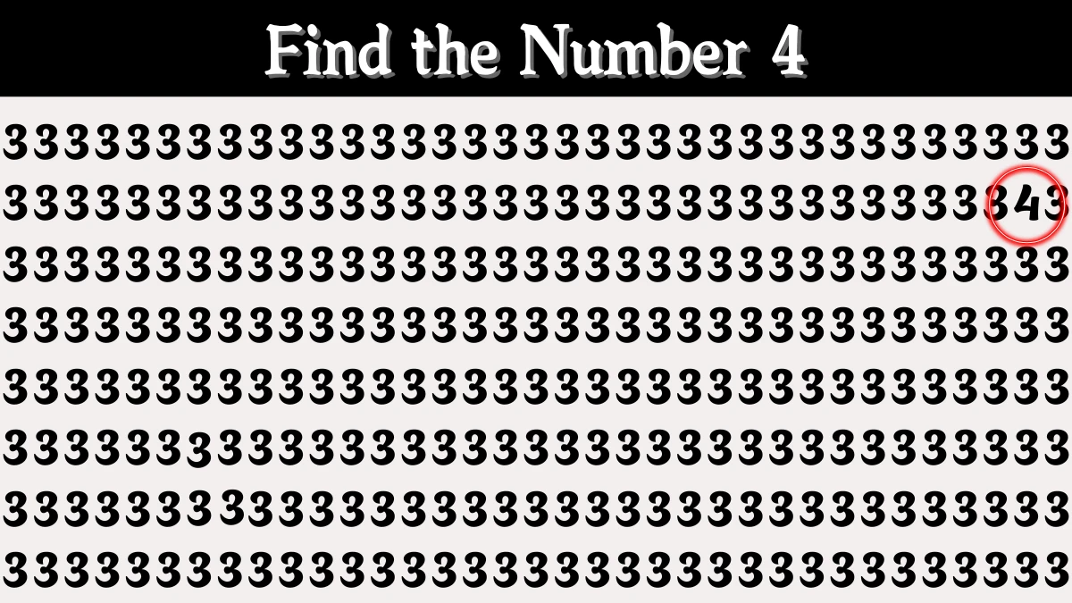 Optical Illusion IQ Test: Are You A Genius? Within 8 Seconds Spot The Number 4 among 3