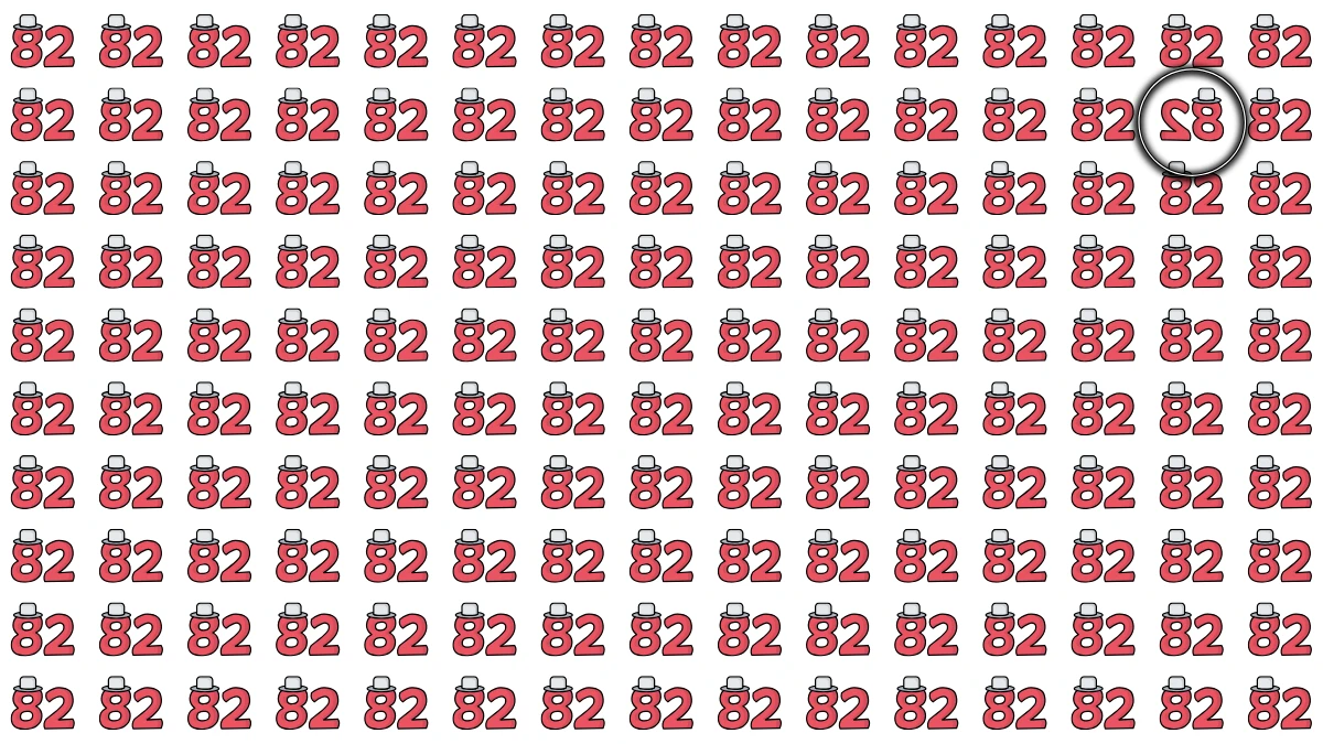Optical Illusion: Within 5 Seconds Spot The Inverted 82 among 82