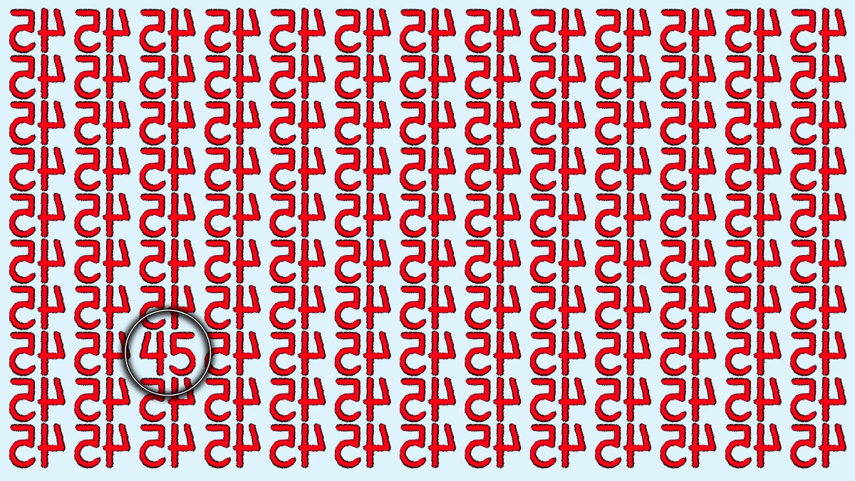 Optical Illusion: Within 5 Seconds Spot The Number 45 among Inverted 45