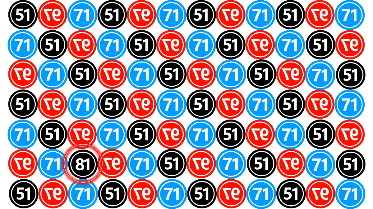 Optical Illusion: Within 5 Seconds Spot The Number 81 among 51,71 and Inverted 97