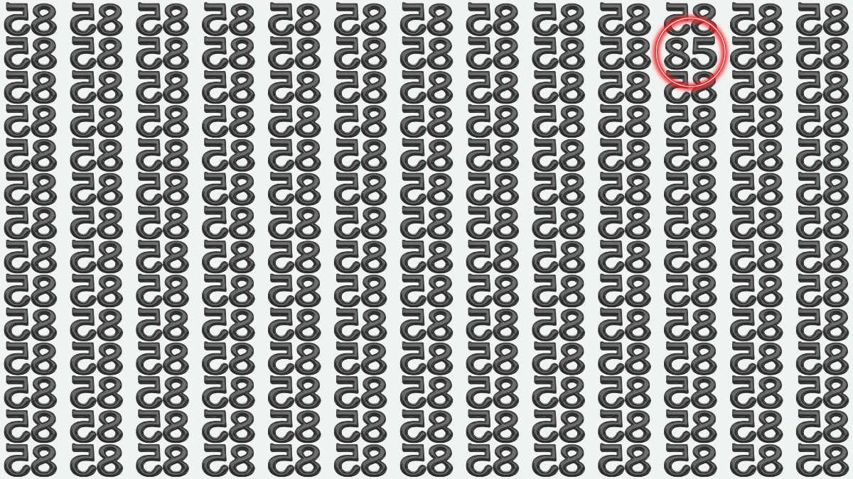 Optical Illusion: Within 5 Seconds Spot The Number 85 among Inverted 85