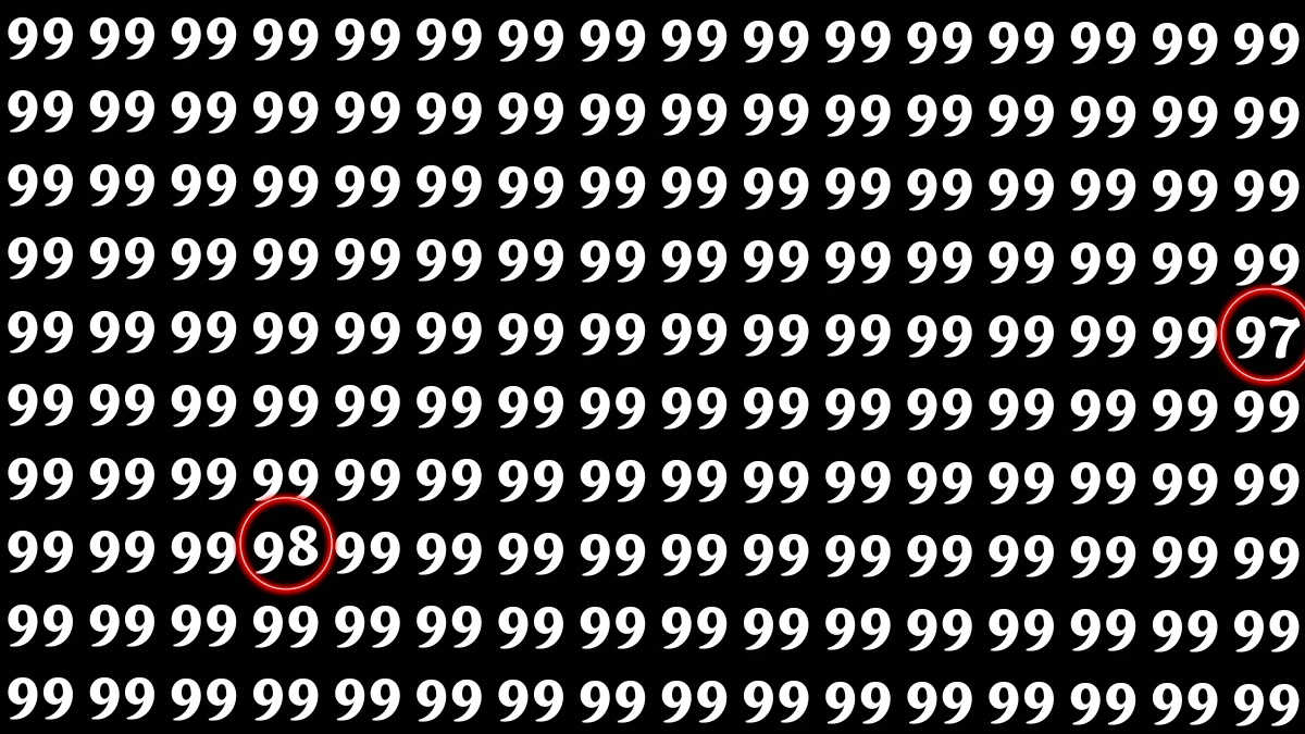 Optical Illusion: Within 5 Seconds Spot The Number 97 and 98 among 99