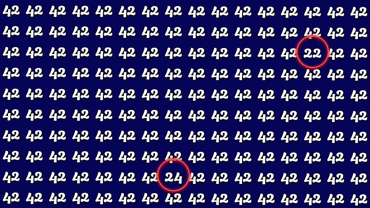 Optical Illusion: Within 6 Seconds Spot The Number 22 and 24 among 42