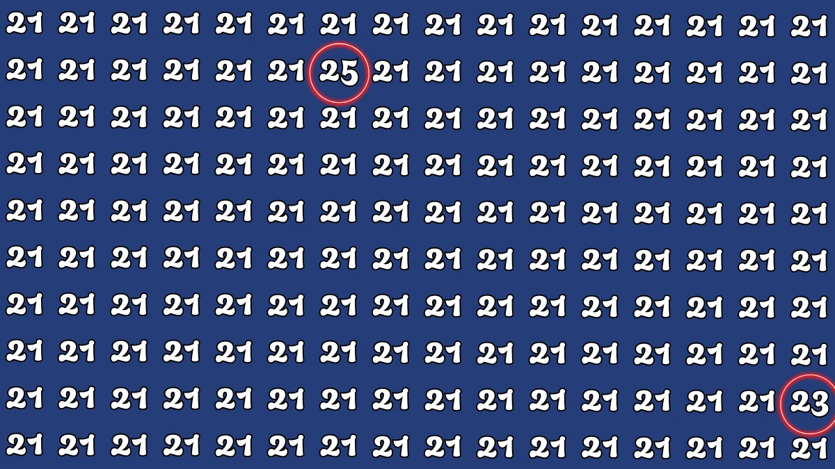 Optical Illusion: Within 6 Seconds Spot The Number 23 and 25 among 21