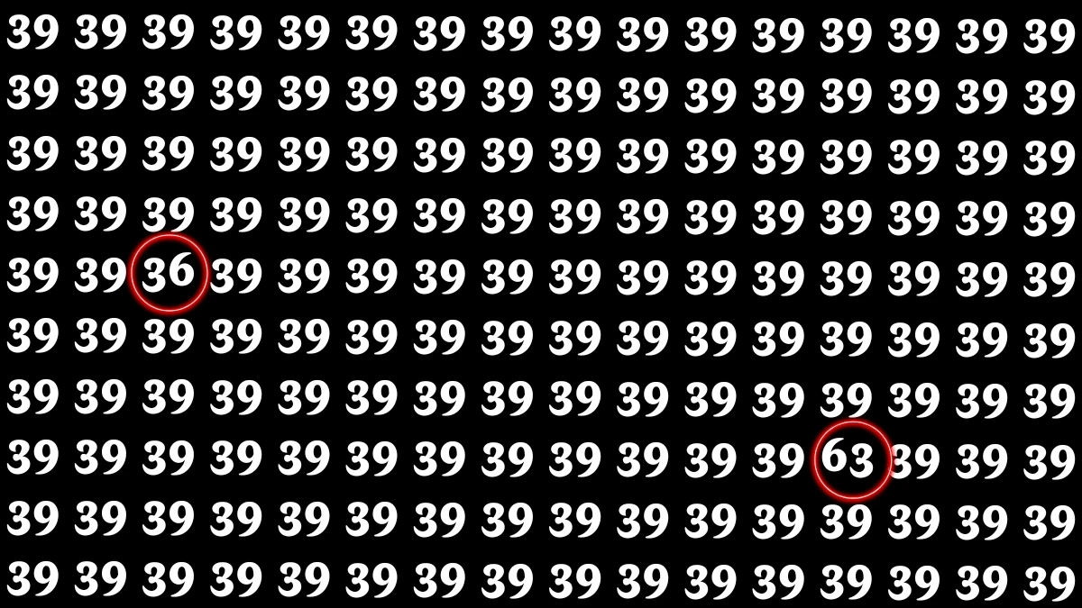 Optical Illusion: Within 6 Seconds Spot The Number 36 and 63 among 39